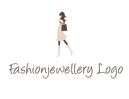 woman with purse and thigh high boots logo