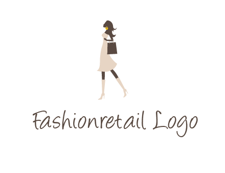 woman with purse and thigh high boots logo