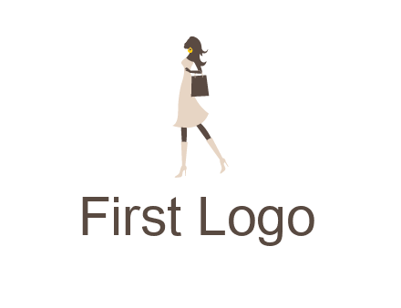 woman with purse and thigh high boots logo