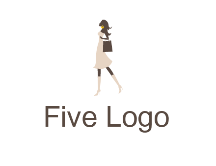 woman with purse and thigh high boots logo