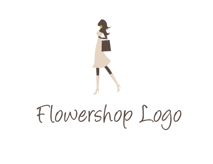 woman with purse and thigh high boots logo