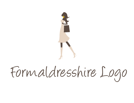 woman with purse and thigh high boots logo