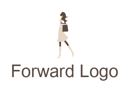 woman with purse and thigh high boots logo