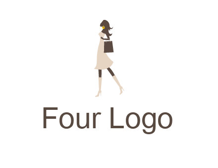 woman with purse and thigh high boots logo