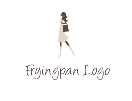 woman with purse and thigh high boots logo