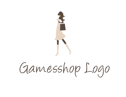 woman with purse and thigh high boots logo