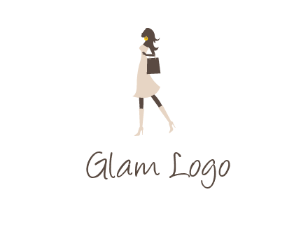 woman with purse and thigh high boots logo