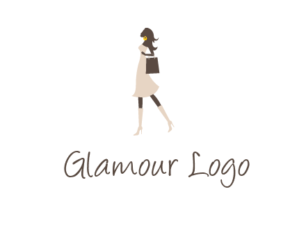 woman with purse and thigh high boots logo