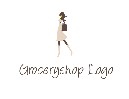 woman with purse and thigh high boots logo