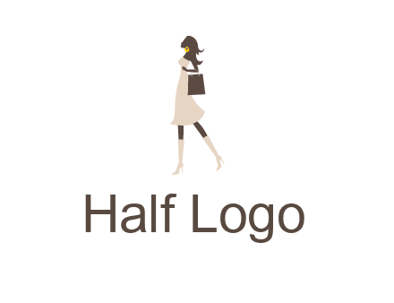 woman with purse and thigh high boots logo