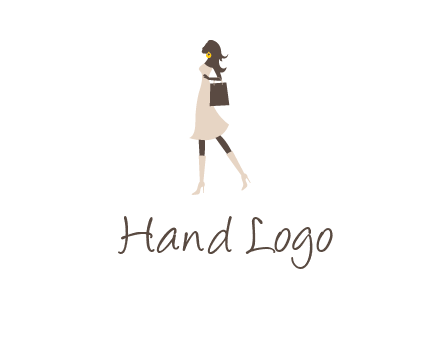 woman with purse and thigh high boots logo
