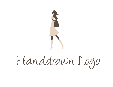 woman with purse and thigh high boots logo