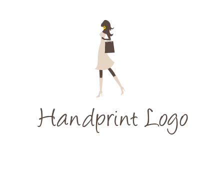 woman with purse and thigh high boots logo