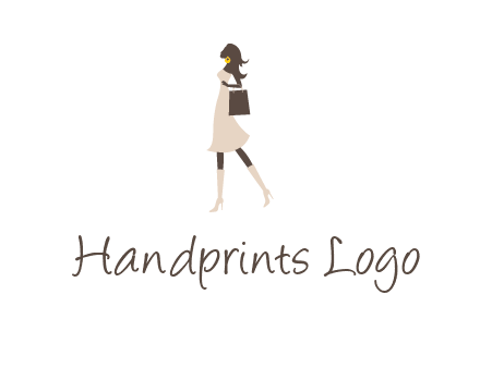 woman with purse and thigh high boots logo