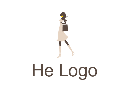 woman with purse and thigh high boots logo