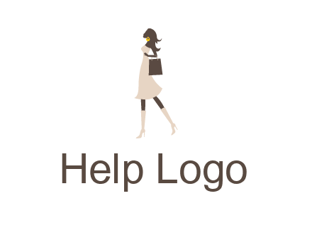 woman with purse and thigh high boots logo