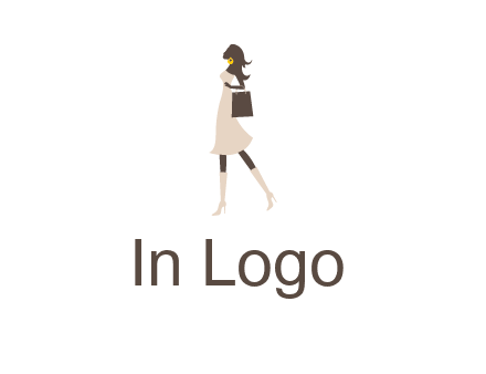 woman with purse and thigh high boots logo