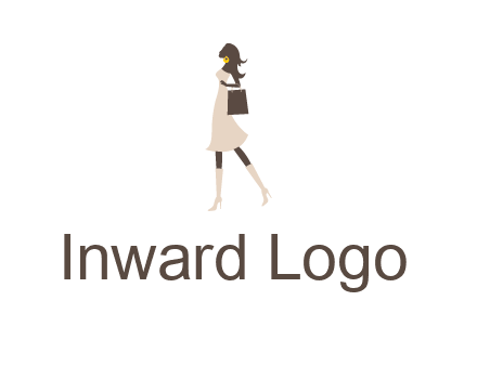 woman with purse and thigh high boots logo