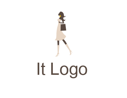 woman with purse and thigh high boots logo