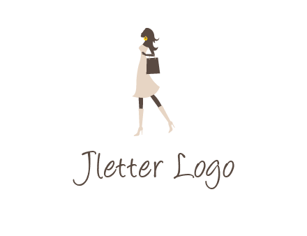 woman with purse and thigh high boots logo