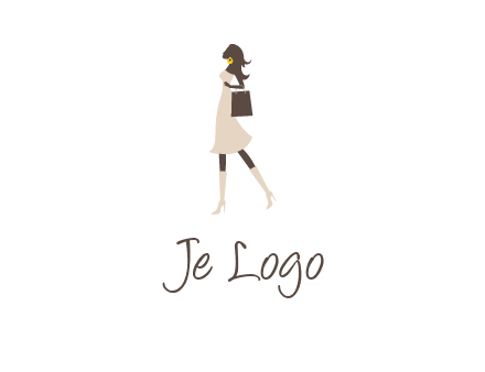 woman with purse and thigh high boots logo