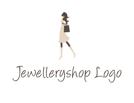 woman with purse and thigh high boots logo