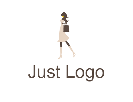 woman with purse and thigh high boots logo