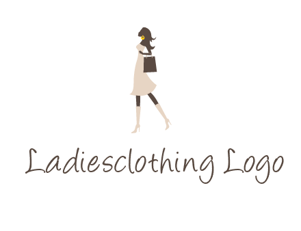 woman with purse and thigh high boots logo