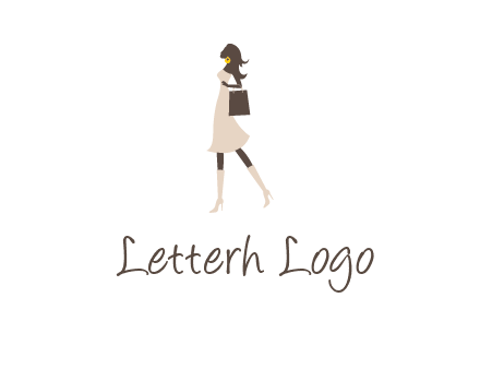 woman with purse and thigh high boots logo