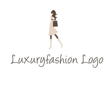 woman with purse and thigh high boots logo