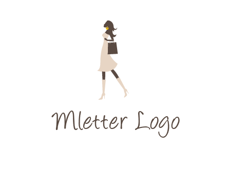 woman with purse and thigh high boots logo