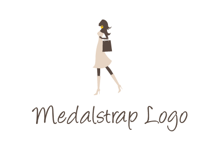 woman with purse and thigh high boots logo