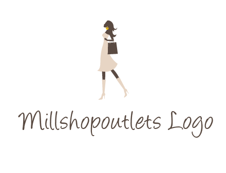 woman with purse and thigh high boots logo