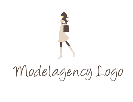 woman with purse and thigh high boots logo