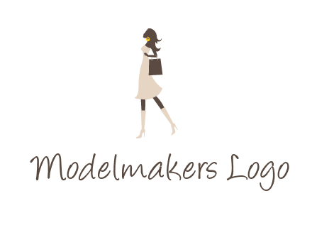 woman with purse and thigh high boots logo