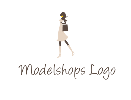 woman with purse and thigh high boots logo