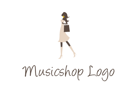 woman with purse and thigh high boots logo
