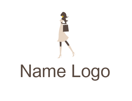 woman with purse and thigh high boots logo
