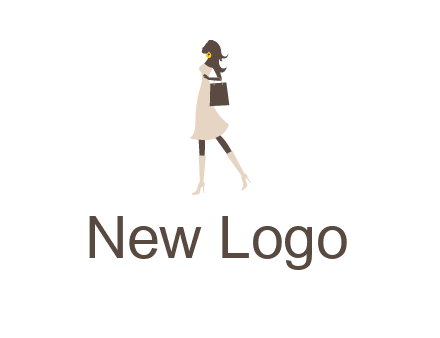 woman with purse and thigh high boots logo