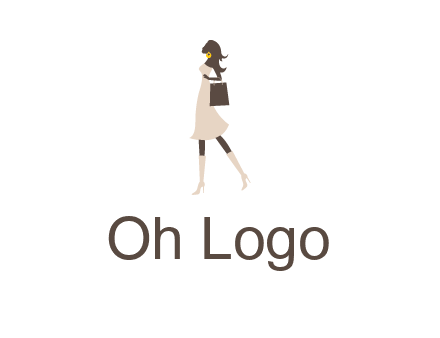 woman with purse and thigh high boots logo