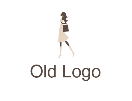 woman with purse and thigh high boots logo