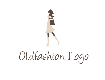 woman with purse and thigh high boots logo