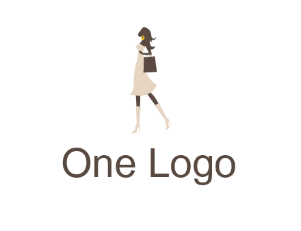 woman with purse and thigh high boots logo