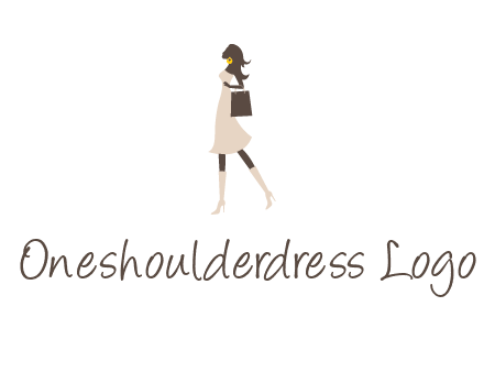 woman with purse and thigh high boots logo