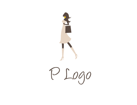 woman with purse and thigh high boots logo