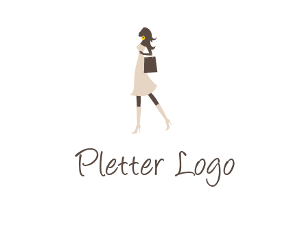 woman with purse and thigh high boots logo