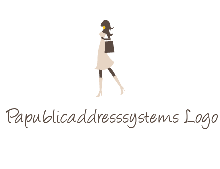 woman with purse and thigh high boots logo