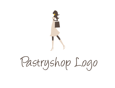 woman with purse and thigh high boots logo