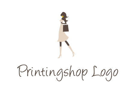 woman with purse and thigh high boots logo