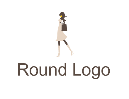 woman with purse and thigh high boots logo